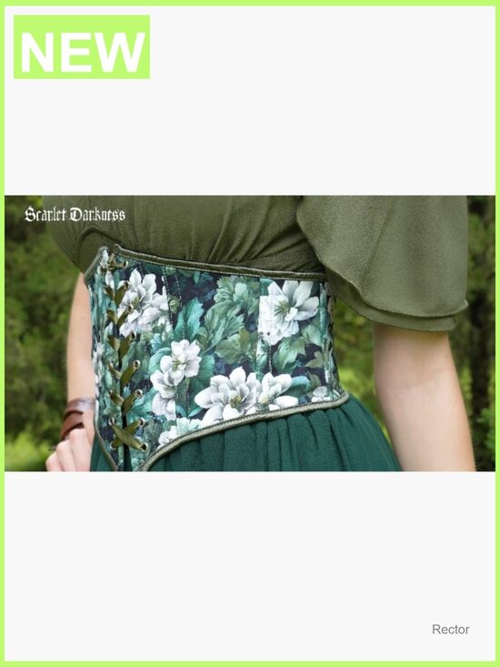 Floral Lace-Up Corset Belt, Zipper Back, Renaissance Medieval Pirate Costume main image 5